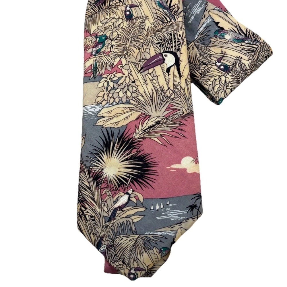 Ferrell Reed Hillhouse‎ LTD Vintage Tropical Island Necktie Beach Handmade Italy